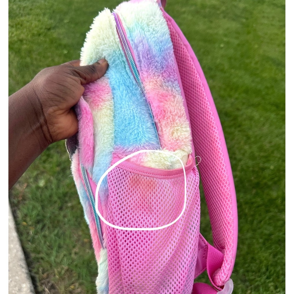 OMG Accessories Miss Gwen Unicorn Tie Dye Faux Fur Kids Backpack Pink Pastel - Picture 6 of 9